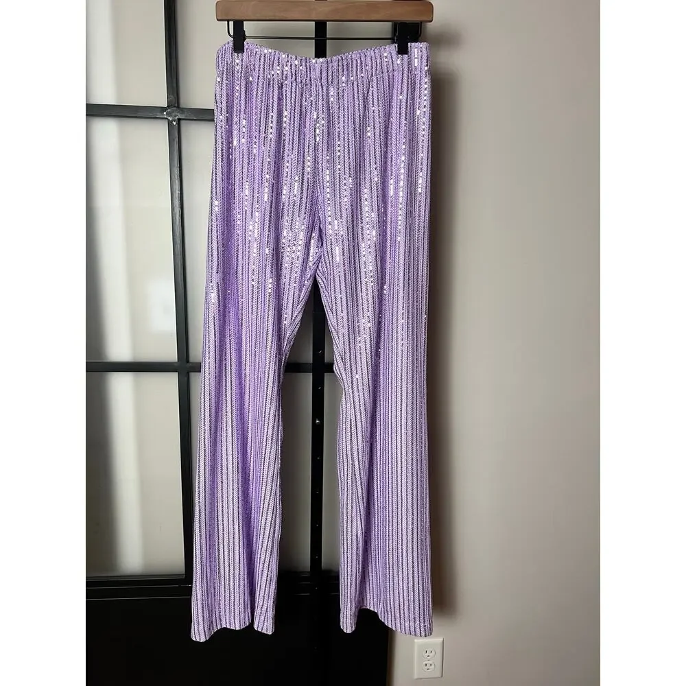 Stine Goya Markus lavender Sequin Trousers Size Large - Picture 3 of 8